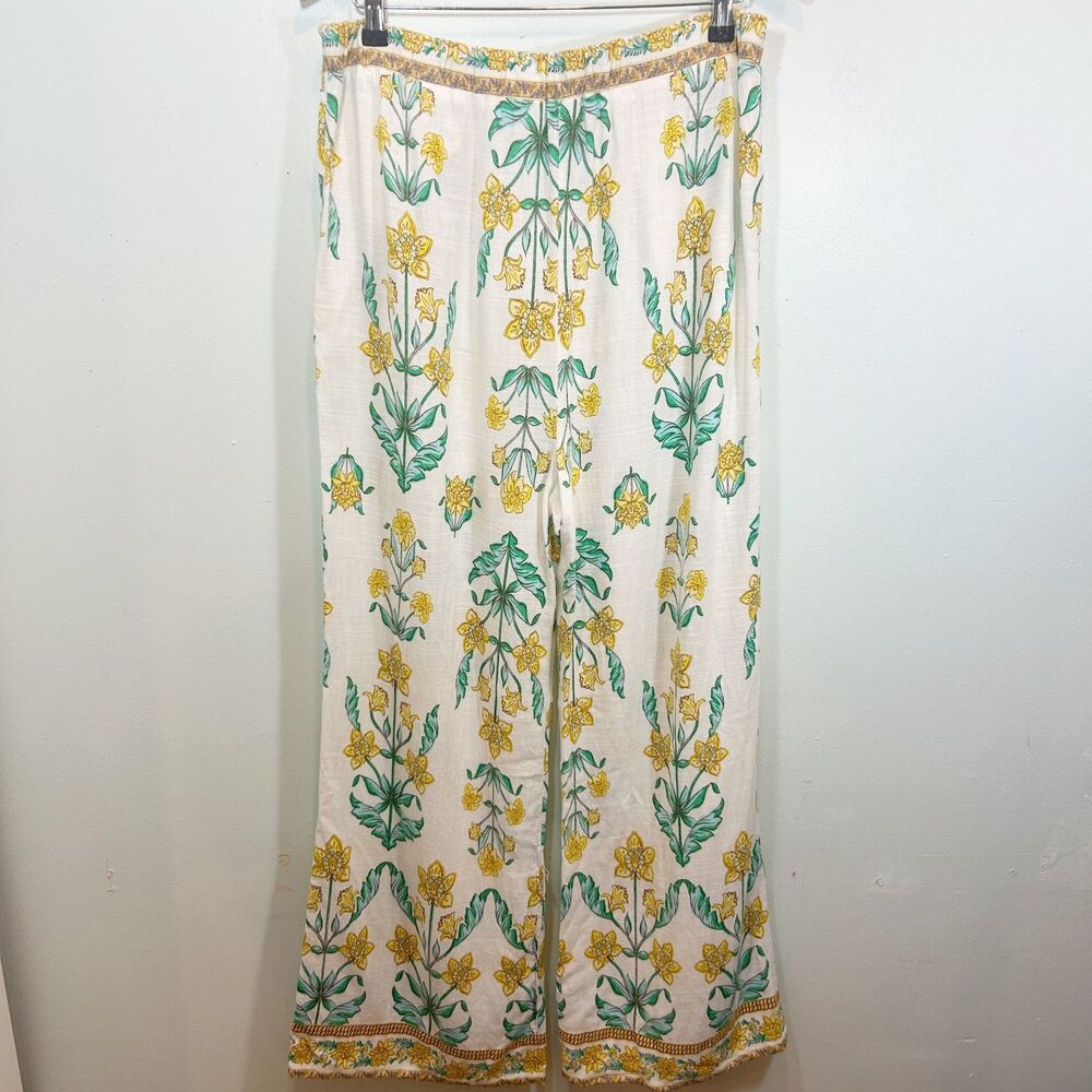 DRAPER JAMES RSVP Linen Blend White Yellow Floral Pants Size L Casual Vacation - Picture 12 of 12